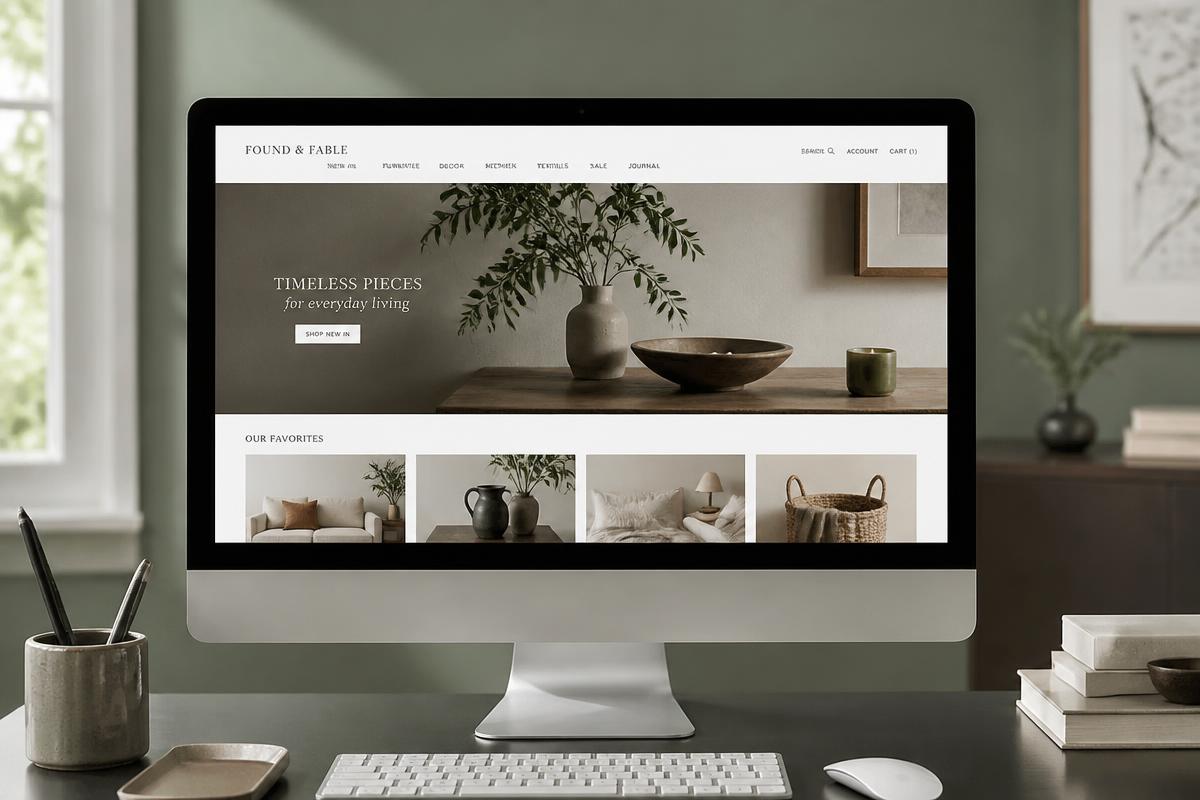 Website designed by Web Boutique for Found & Fable Home Goods